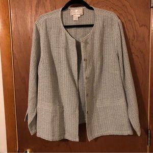 NWT! Diane Gilman Mint Green Tweed Blazer